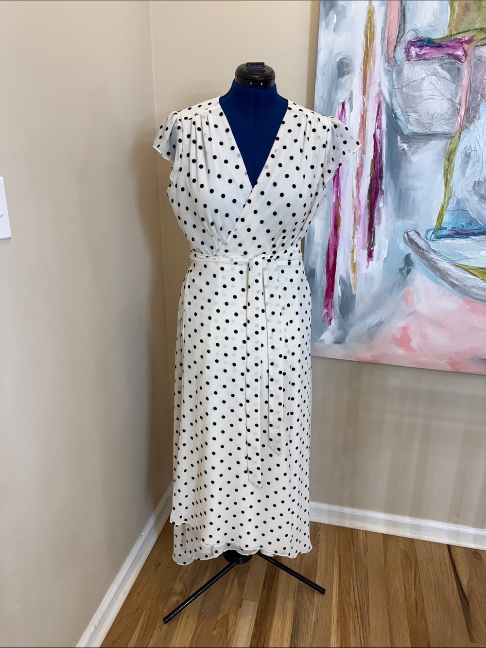 Ted Baker White Dress with Black Polka Dots